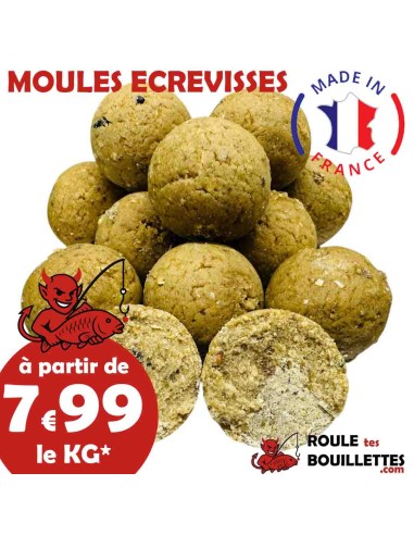 Bouillettes maison moules écrevisses produite en France par Roule tes bouillettes.com