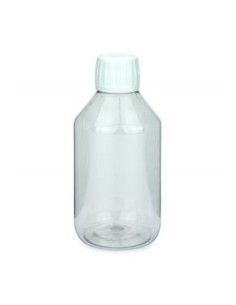 Flacon pour Dip et Booster en PET 250 ml transparent avec bouchon à vis 28 ROPP bague inviolable compte gouttes blanc Carton